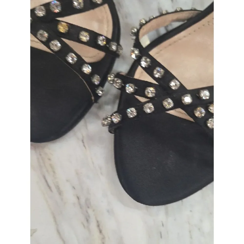 Miu Miu Black Crystal-Studded Slingback Heels